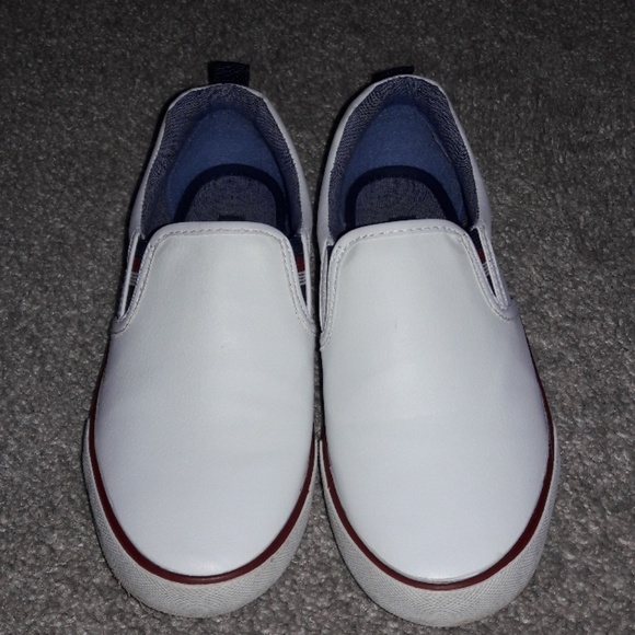 boys white slip ons